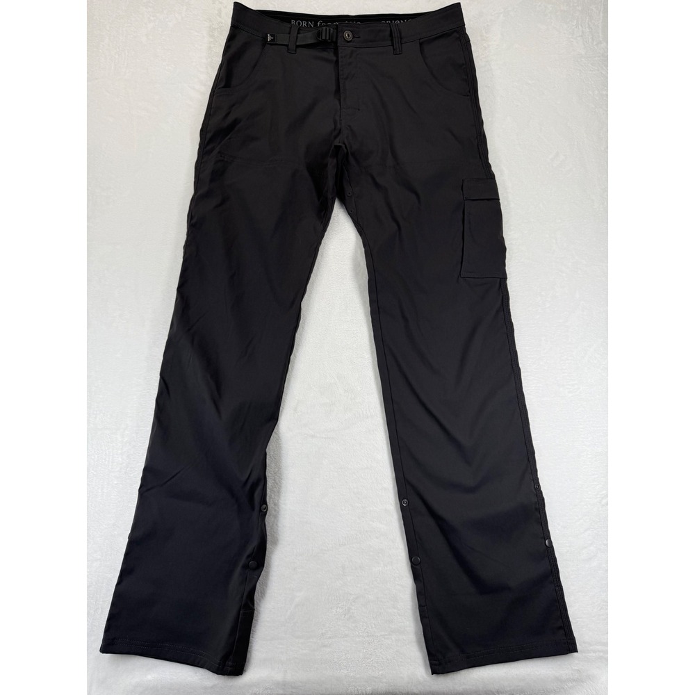 Prana Zion Charcoal Gray Stretch Cargo Hiking Pants 34W x 36L‎ Tall Snap Cuff